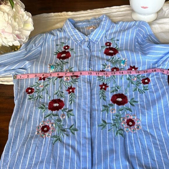 Picket Anthro brand button down shirt Sz L impeccable - Picture 8 of 9